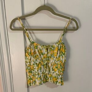 Faithfull the Brand Yellow and Green Floral Tank Top